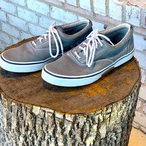 Sperry Top-Sider Men 10.5M US Boat Lace Up Gray Canvas Shoes